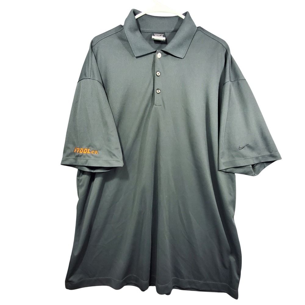 Nike Golf Mens XXL Dri-FIT Polo Shirt Gray iTOOLco Logo Short Sleeve Charcoal